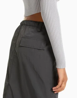 FEMME BERSHKA Vêtements*Jupe midi effet nylon
