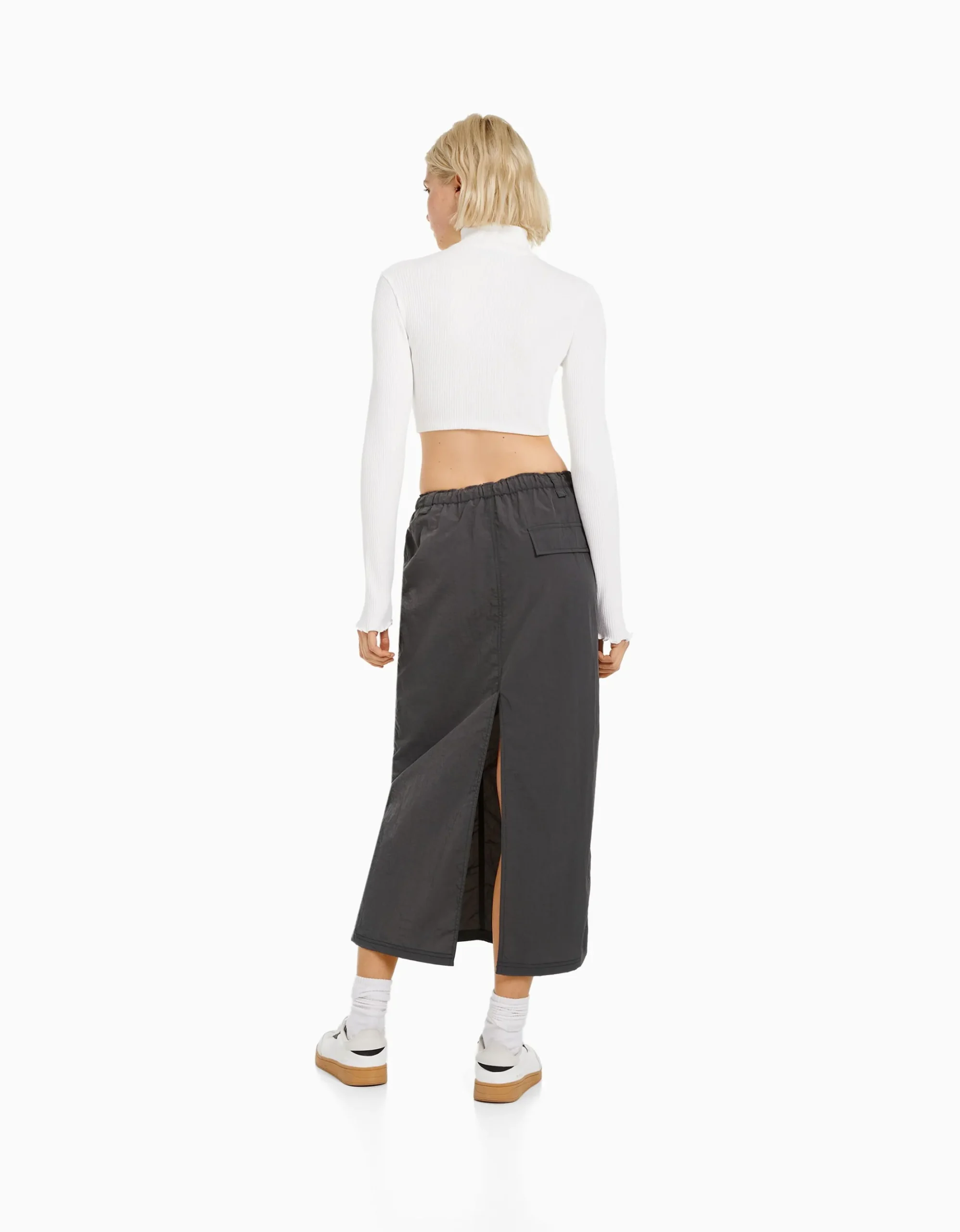 FEMME BERSHKA Vêtements*Jupe midi effet nylon