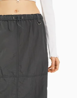 FEMME BERSHKA Vêtements*Jupe midi effet nylon