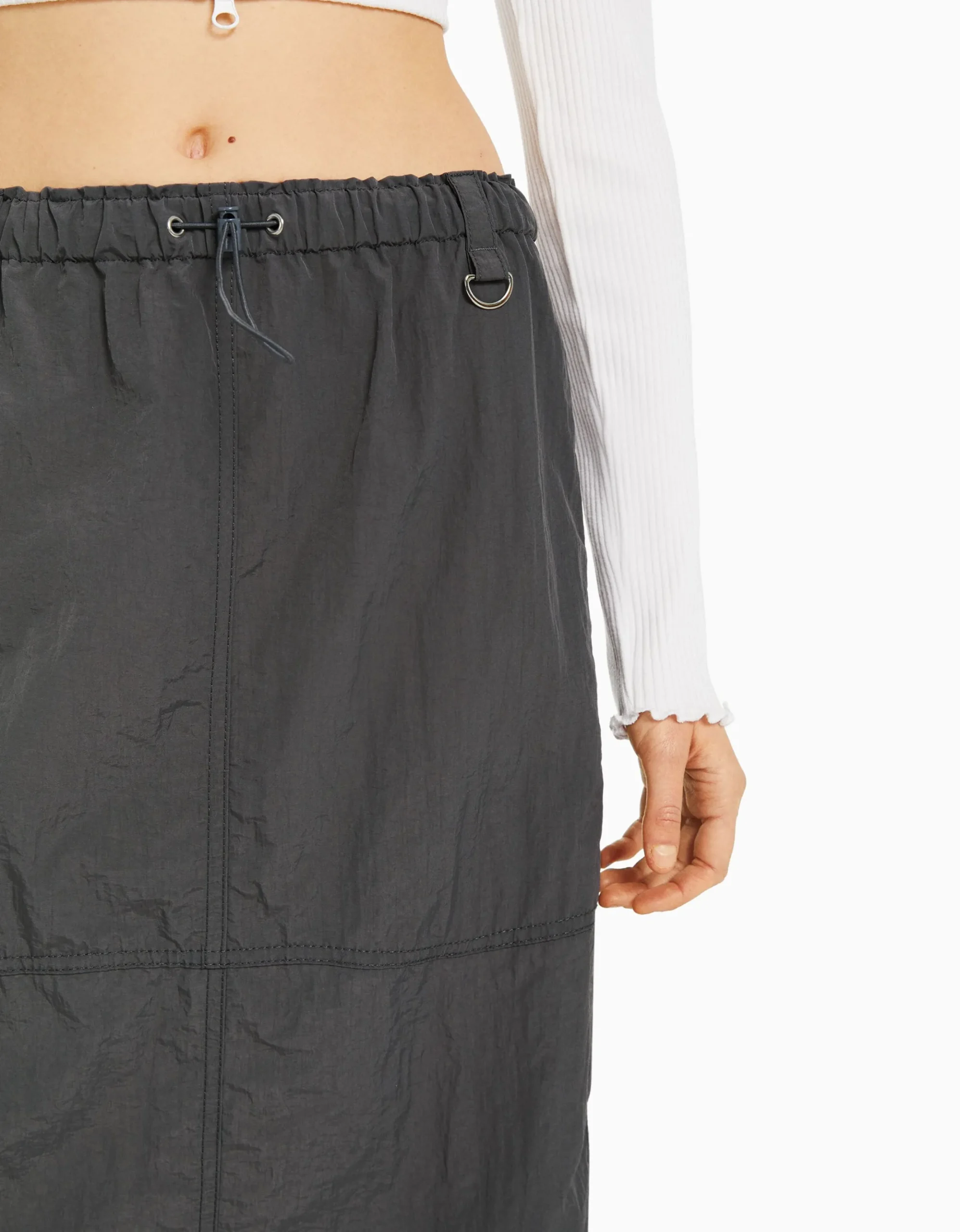 FEMME BERSHKA Vêtements*Jupe midi effet nylon
