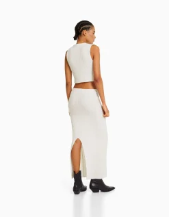 FEMME BERSHKA Jupes*Jupe midi maille rustique