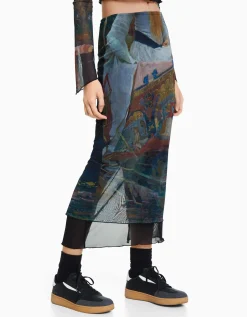 FEMME BERSHKA Jupes*Jupe midi tulle Art Series