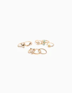 FEMME BERSHKA Tout voir*Lot 8 bagues dées pierres fantaisie serpent