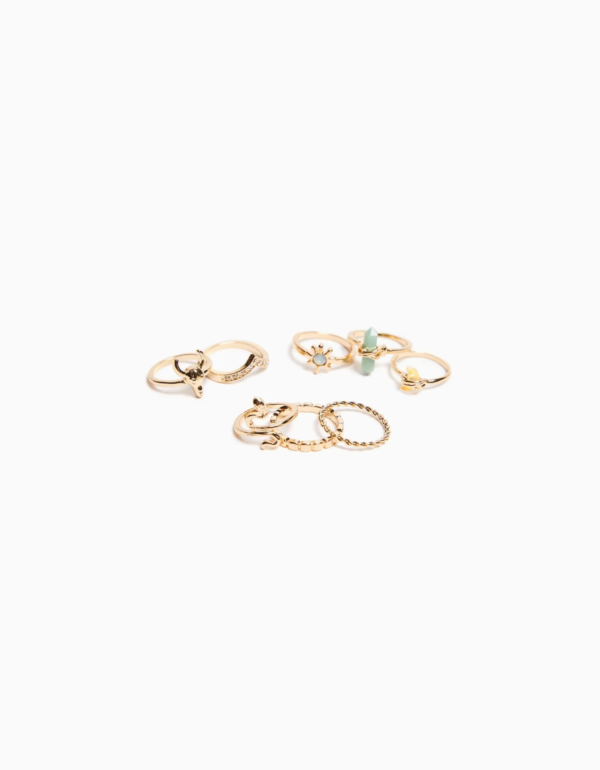 FEMME BERSHKA Tout voir*Lot 8 bagues dées pierres fantaisie serpent