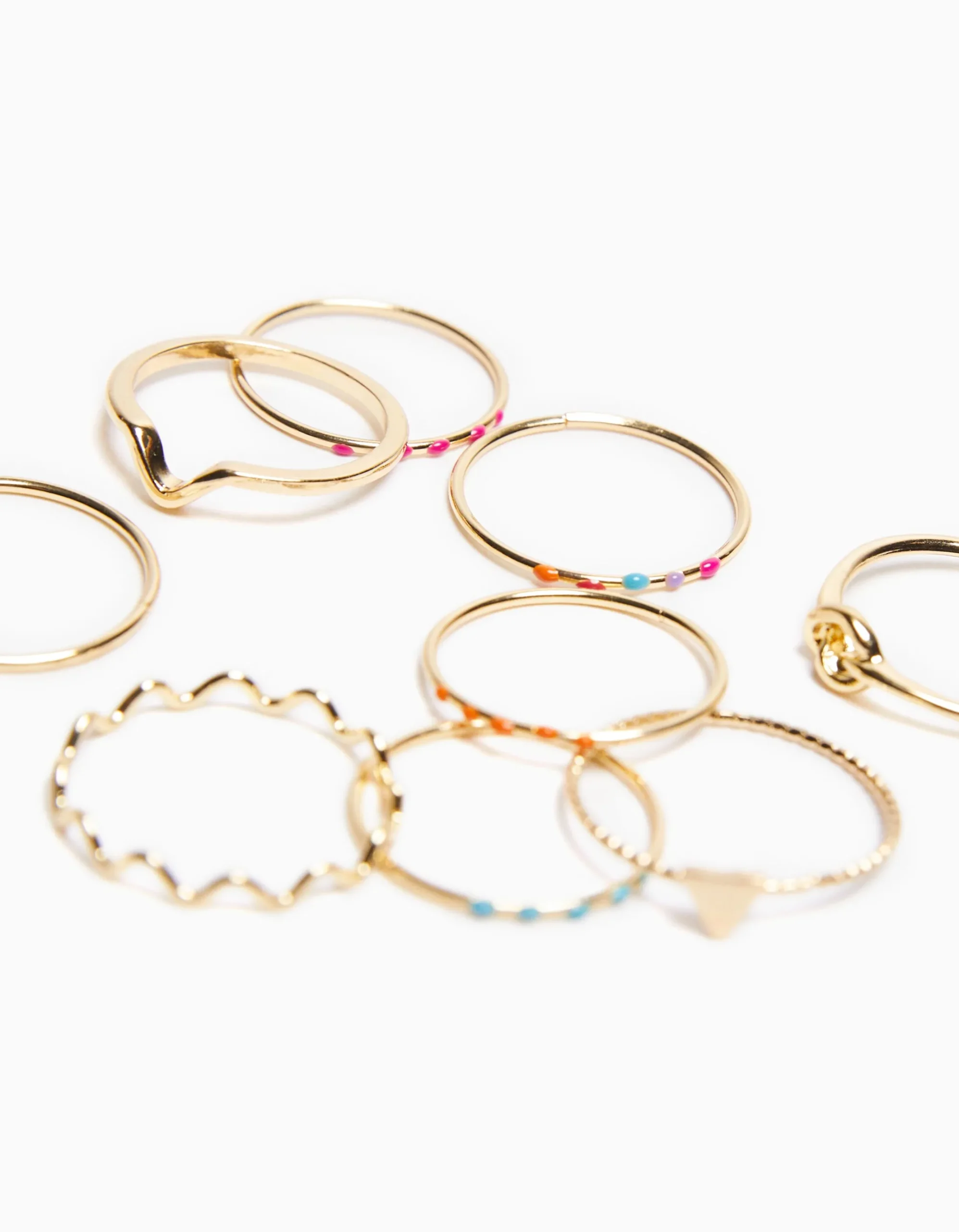 FEMME BERSHKA Tout voir*Lot 9 bagues fines pierres fantaisie croix émaillée