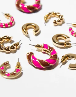 FEMME BERSHKA Tout voir*Lot 5 boucles d’eilles anneaux émail