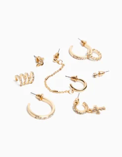 FEMME BERSHKA Tout voir*Lot 8 boucles d’eilles anneaux ear cuff pierres fantaisie croix