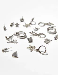 FEMME BERSHKA Tout voir*Lot 9 boucles d’oreilles brillants étoile cœur