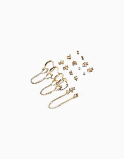 FEMME BERSHKA Tout voir*Lot 9 boucles d’eilles croix serpent effet