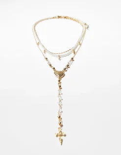 FEMME BERSHKA Tout voir*Lot 3 colliers croix chaîne