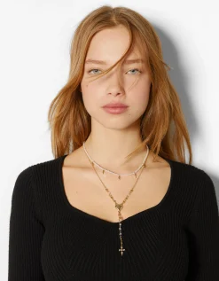 FEMME BERSHKA Tout voir*Lot 3 colliers croix chaîne