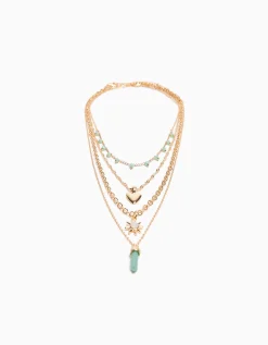FEMME BERSHKA Tout voir*Lot 4 colliers pierres fantaisie