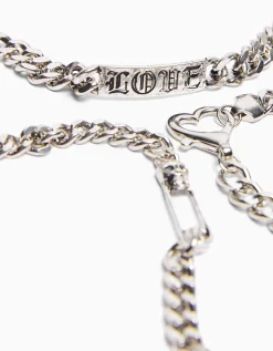 HOMME BERSHKA One Love*Lot de 3 bracelets chaînes