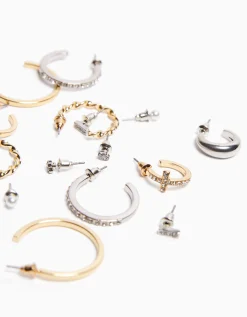 FEMME BERSHKA Tout voir*Lot 9 paires de boucles d’eilles anneaux strass