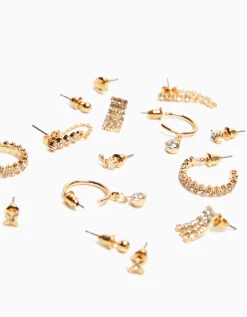 FEMME BERSHKA Accessoires*Lot 8 paires de boucles d’eilles anneaux strass