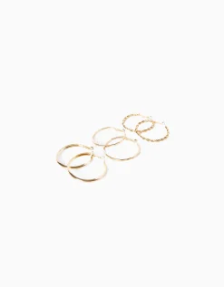 FEMME BERSHKA Tout voir*Lot 3 paires de boucles d’eilles créoles fines texturées