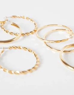 FEMME BERSHKA Tout voir*Lot 3 paires de boucles d’eilles créoles fines texturées