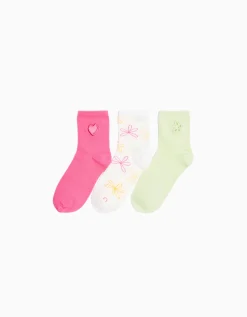 FEMME BERSHKA Tout voir*Lot 3 paires de chaussettes broderie