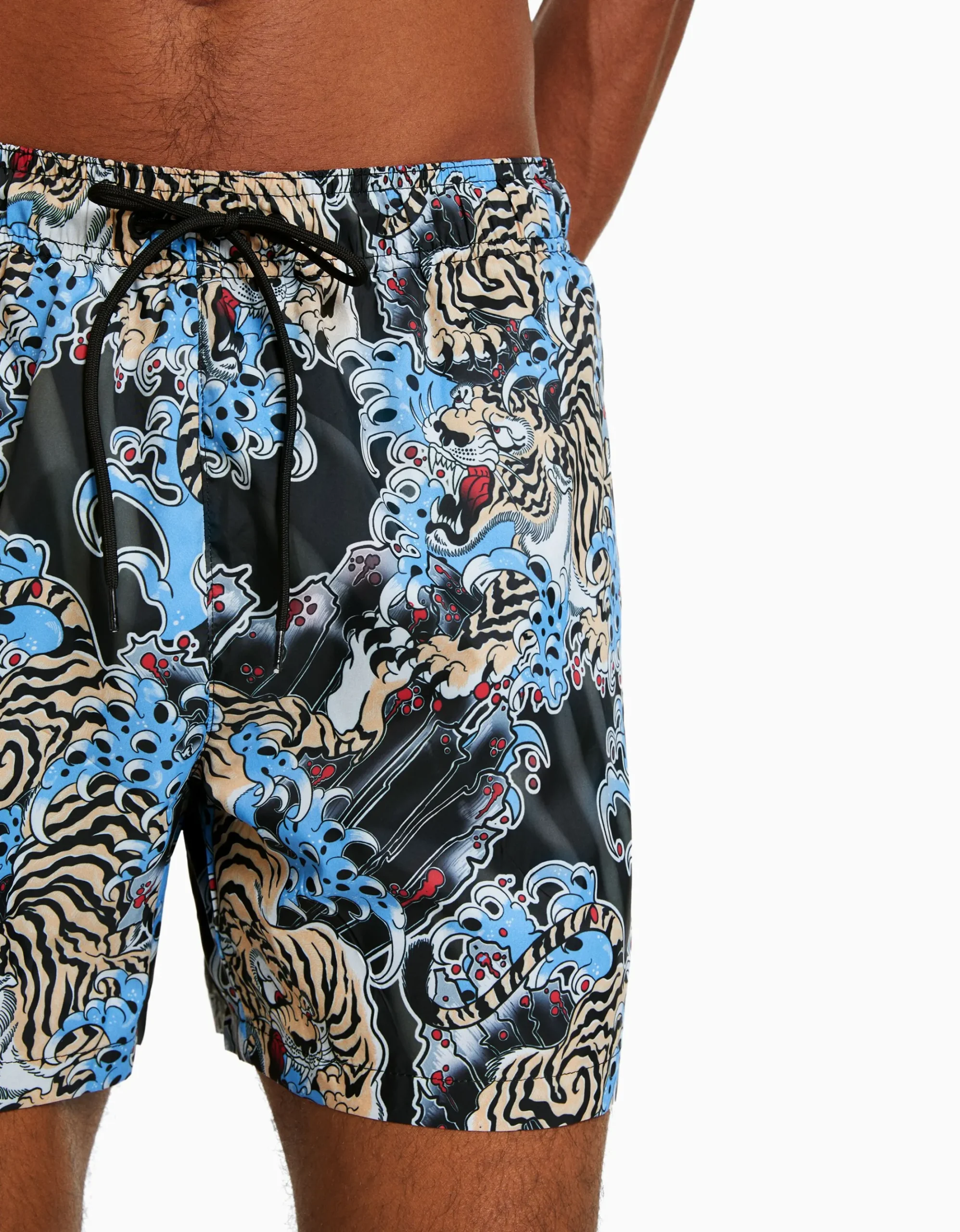 HOMME BERSHKA Maillots de bain*Maillot de bain imprimé tigre