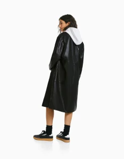 FEMME BERSHKA Similicuir*Manteau long en similicuir