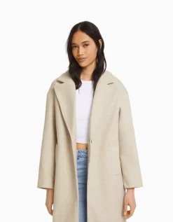 FEMME BERSHKA Trenchs et manteaux*Manteau mélange de laine épaules tombantes
