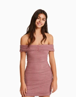 FEMME BERSHKA Vêtements*Mini-robe résille encolure bateau