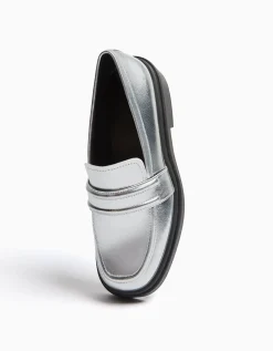 FEMME BERSHKA Chaussures plates*Mocassins métallisés