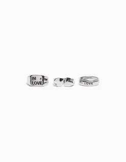 HOMME BERSHKA One Love*Pack 3 bagues love