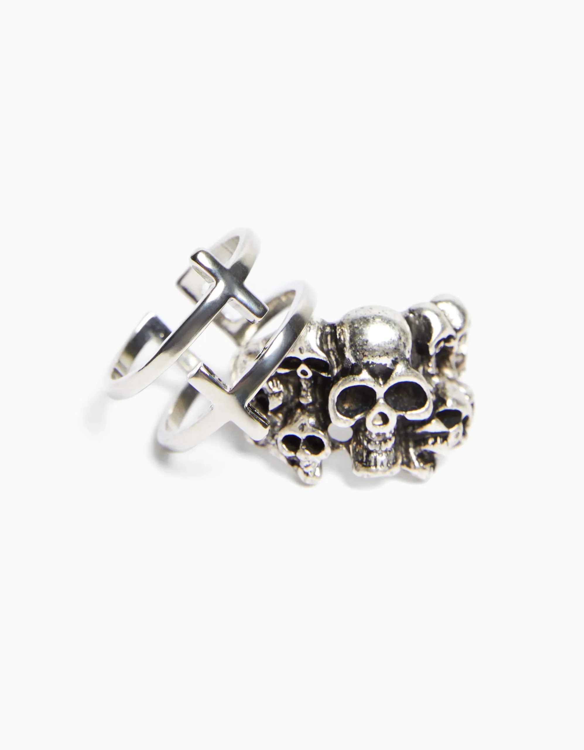HOMME BERSHKA Tout voir*Pack 3 bagues tête de mort croix