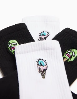 HOMME BERSHKA Chaussettes*Pack 2 chaussettes brodées