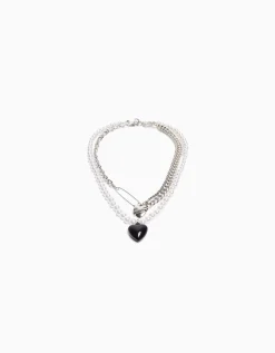 HOMME BERSHKA One Love*Pack 2 colliers cœur perles