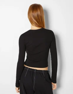 FEMME BERSHKA Packs*Pack 2 T-shirts manches longues bord-côte