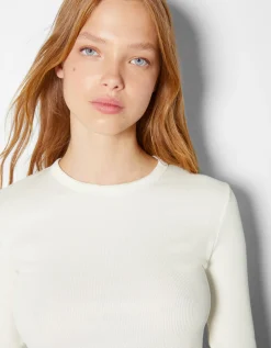 FEMME BERSHKA Basiques*Pack 2 T-shirts manches longues bord-côte