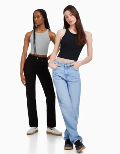 FEMME BERSHKA Packs*Pack 2 T-shirts sans manches bord-côte