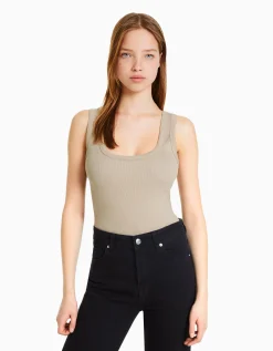 FEMME BERSHKA Packs*Pack 2 T-shirts sans manches bord-côte