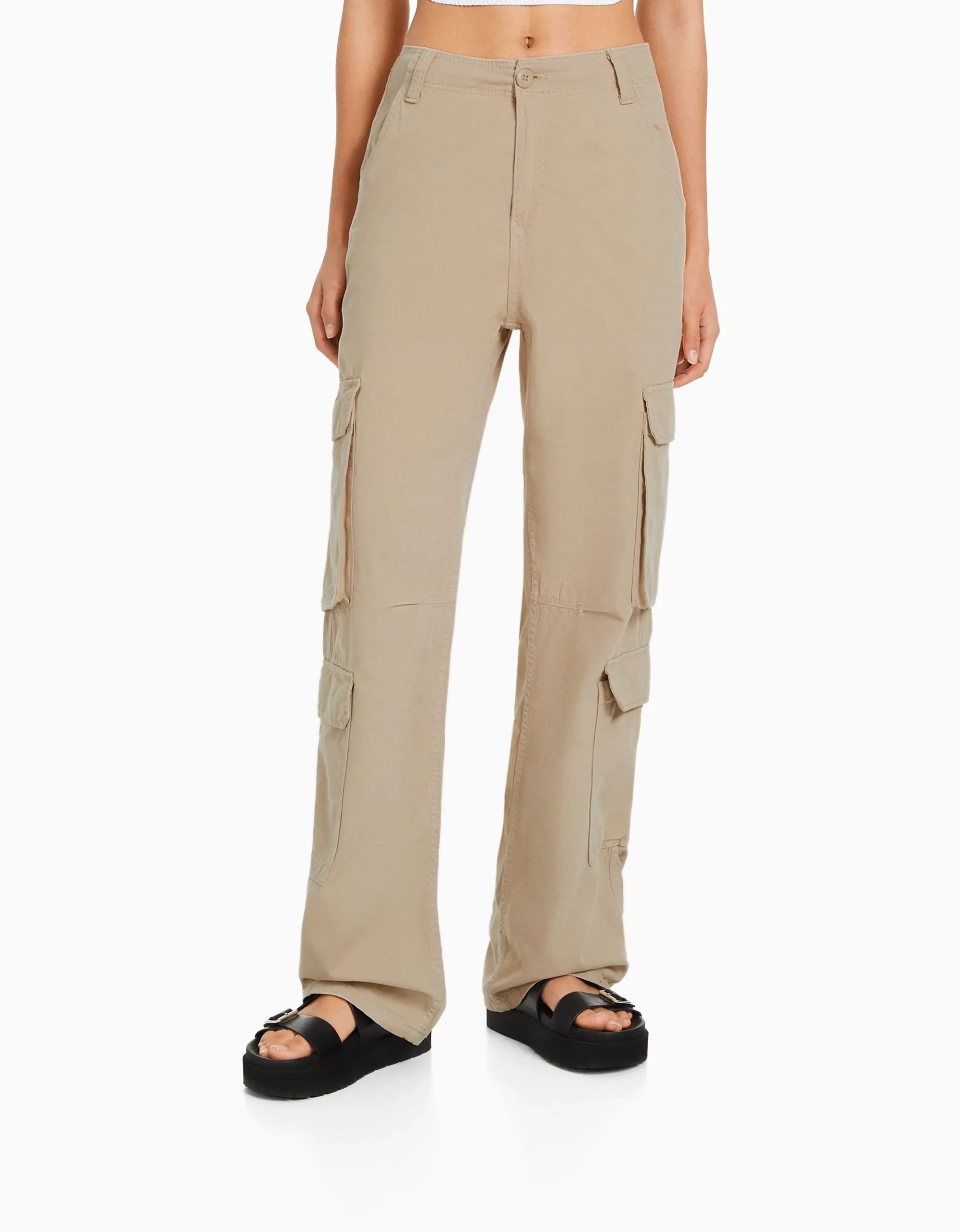 FEMME BERSHKA Pantalons*Pantalon cargo moulant serge multipoches