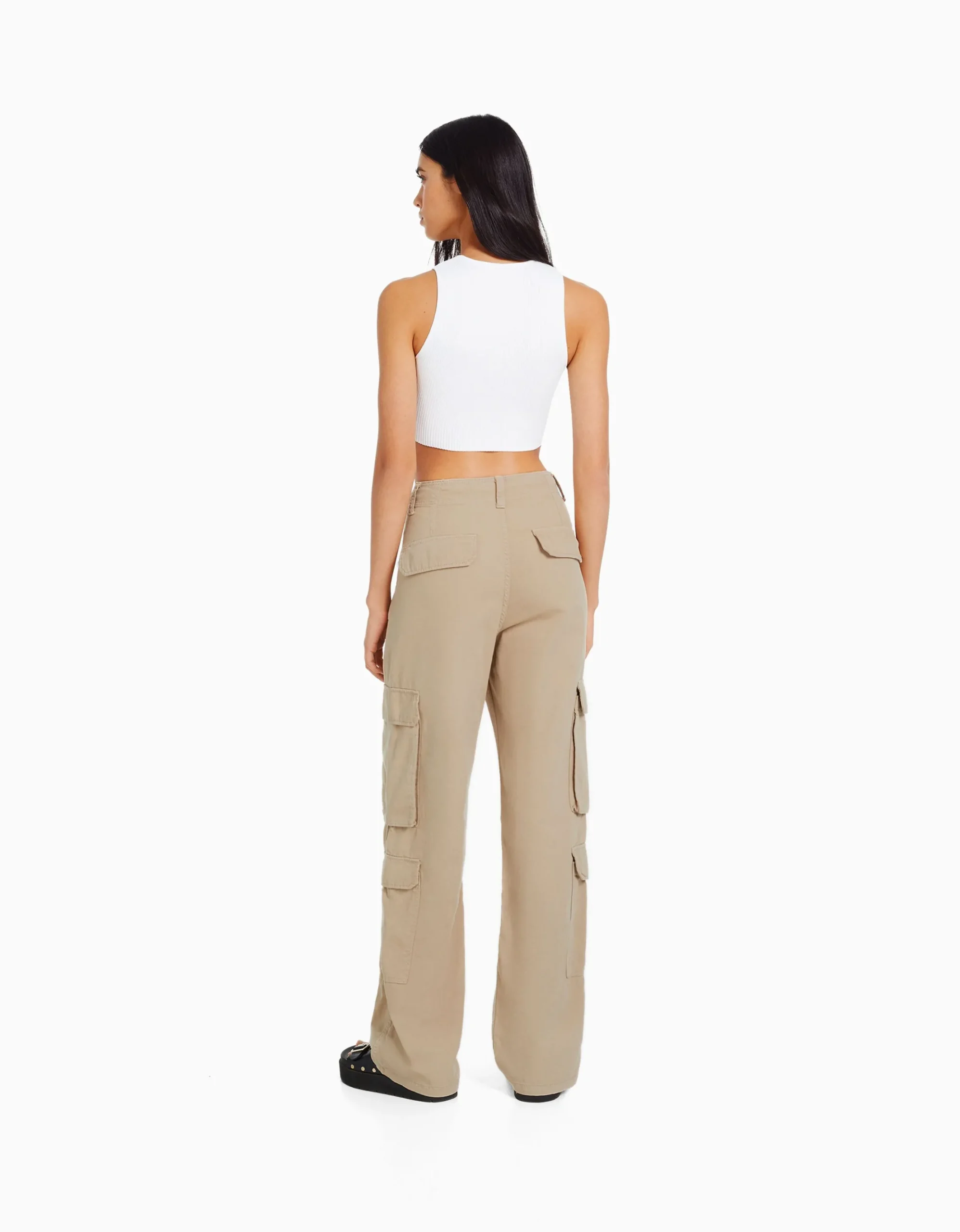 FEMME BERSHKA Pantalons*Pantalon cargo moulant serge multipoches