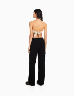 FEMME BERSHKA Pantalons*Pantalon cargo moulant serge multipoches