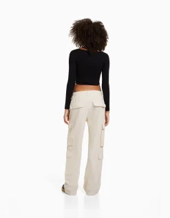 FEMME BERSHKA Vêtements*Pantalon cargo moulant serge multipoches