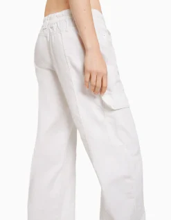 FEMME BERSHKA Vêtements*Pantalon cargo taille basse coton fil contraste