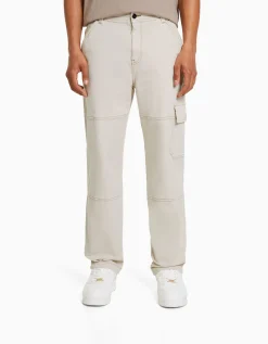 HOMME BERSHKA Pantalons*Pantalon cargo wide coutures contrastes