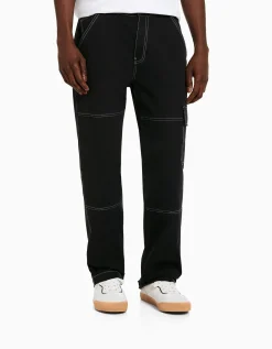 HOMME BERSHKA Vêtements*Pantalon cargo wide coutures contrastes