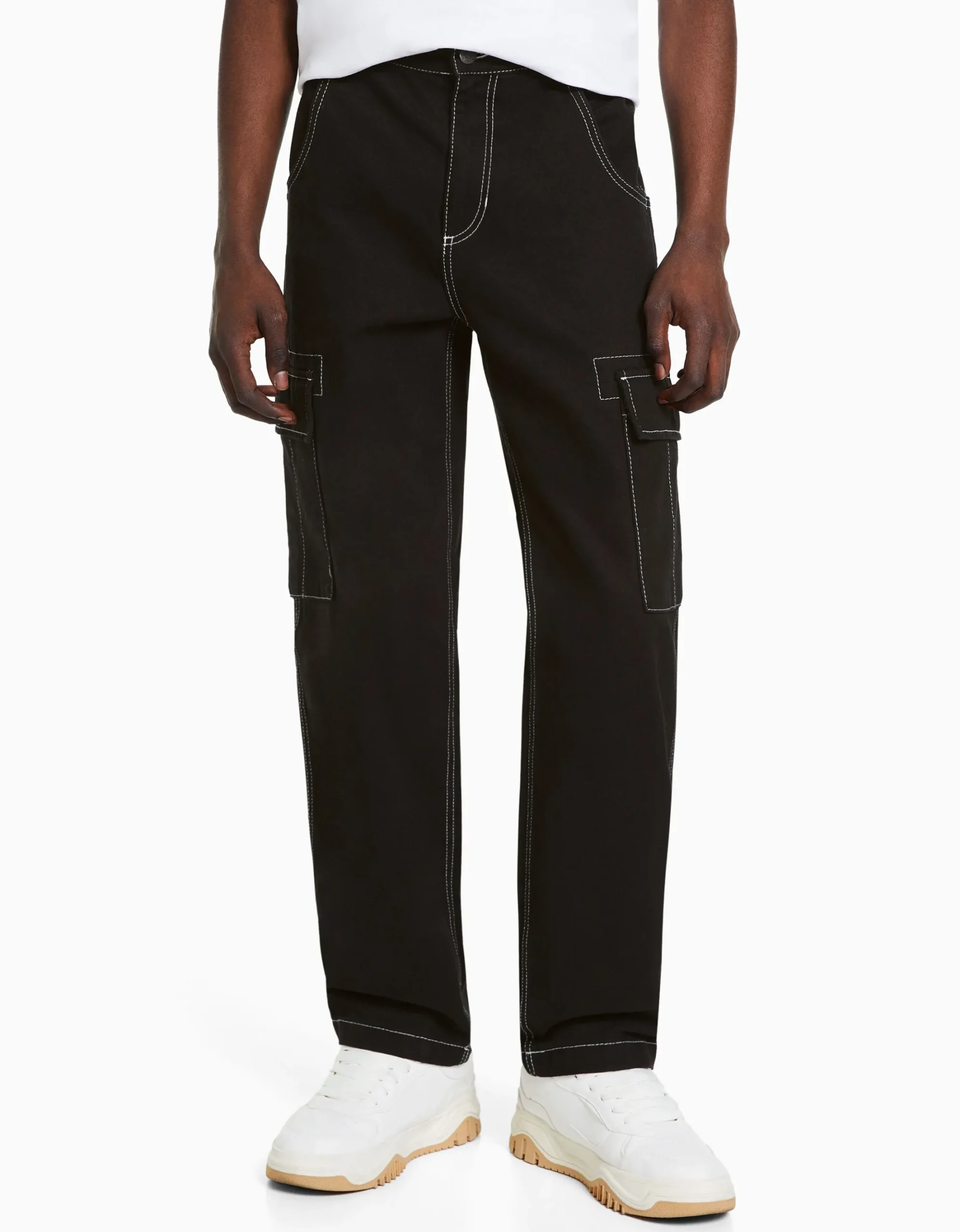 HOMME BERSHKA Vêtements*Pantalon cargo wide fil contraste