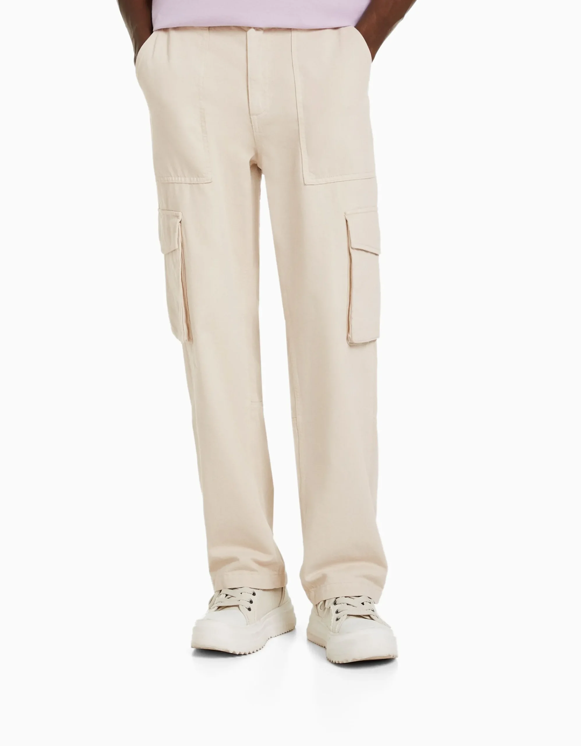 HOMME BERSHKA Vêtements*Pantalon cargo wide leg coton