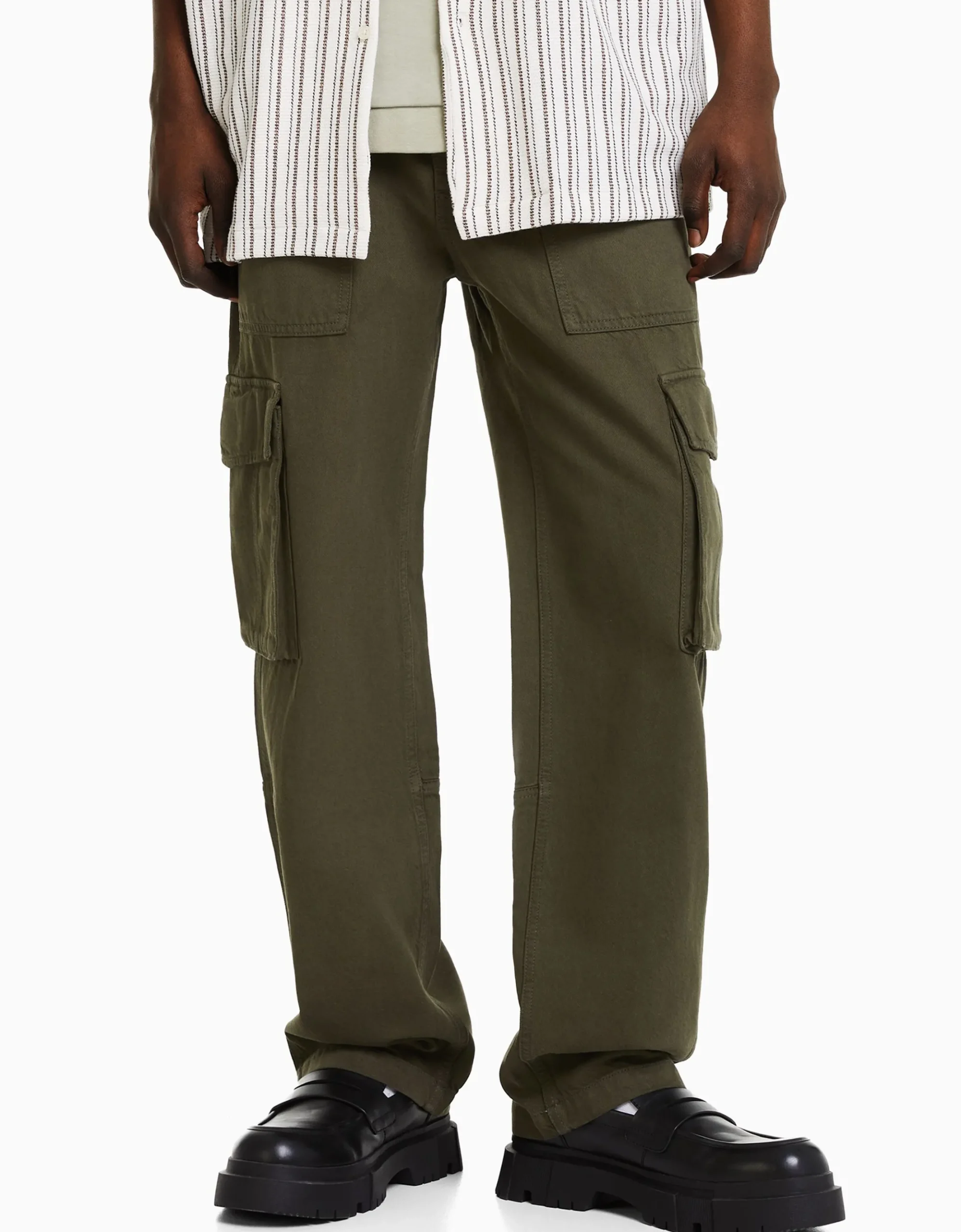 HOMME BERSHKA Vêtements*Pantalon cargo wide leg coton