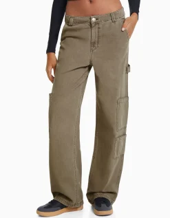 FEMME BERSHKA Pantalons*Pantalon carpenter loose fit toile