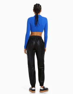 FEMME BERSHKA Pantalons*Pantalon jogger cargo en similicuir