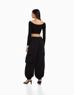 FEMME BERSHKA Vêtements*Pantalon jogger cargo poches effet nylon