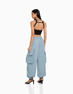 FEMME BERSHKA Pantalons*Pantalon jogger cargo poches effet nylon