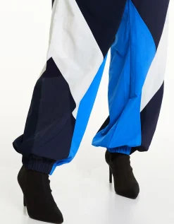 FEMME BERSHKA Pantalons*Pantalon jogger molleton effet nylon color block